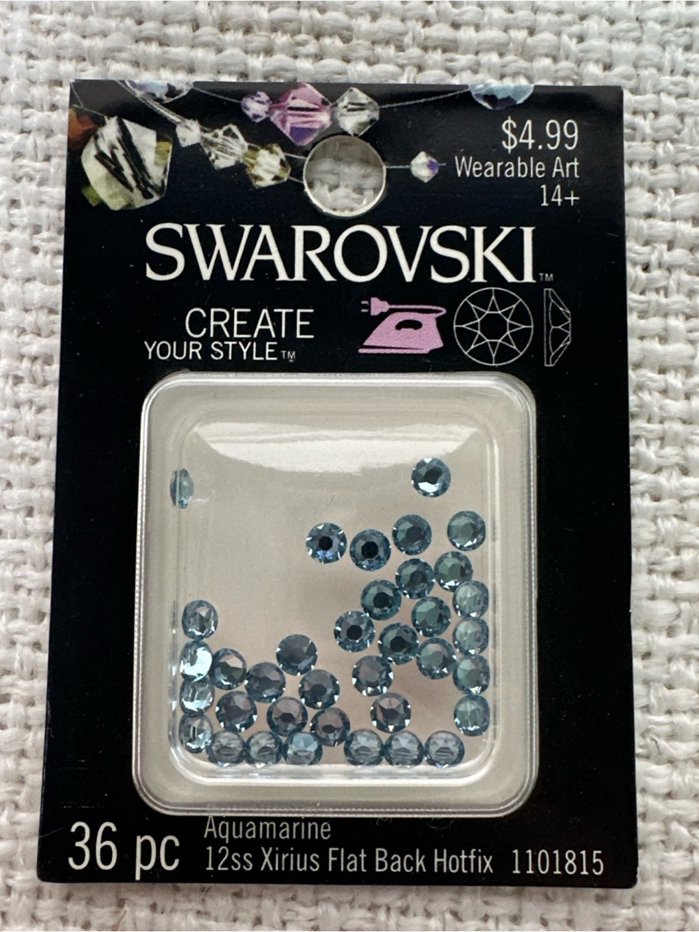 Swarovski Aquamarine Flat Back Rhinestones - Sparkling Blue-Green - Picture 2 of 5